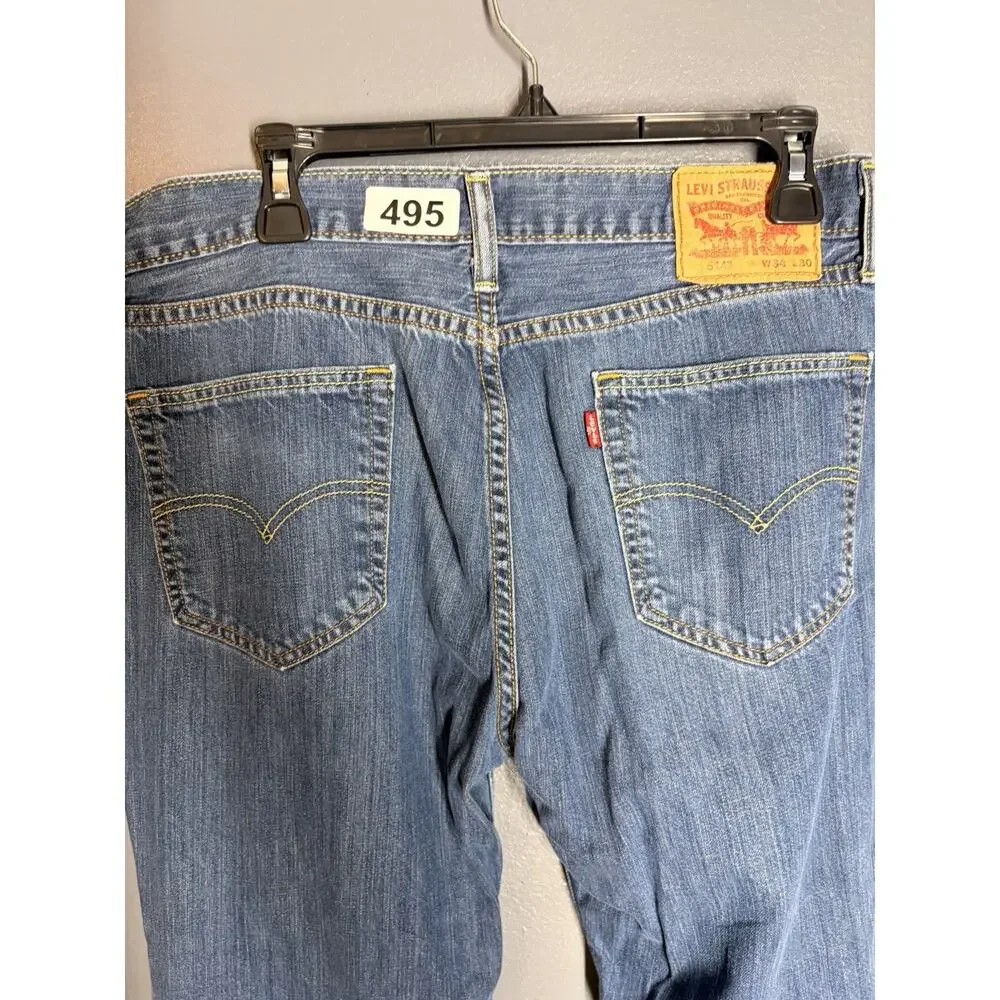 Levis 514 Jeans Mens 34x30 Slim Straight Cotton Blue Denim Pants